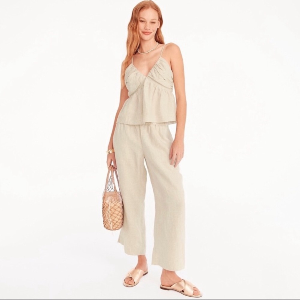 J Crew Tall wide-leg seaside linen pant